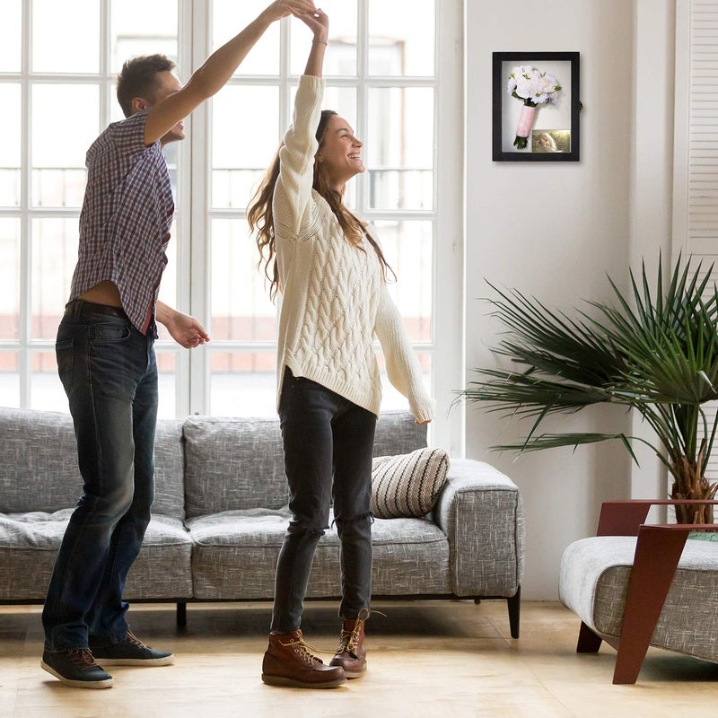 TJMOREE TJ.MOREE Shadow Box for Flowers 8 x 10 Shadowbox Display Case Picture Frame with Glass Window Door Wedding Bouquet Memorabilia Medals Military Photos Memory Box for Keepsakes - Rustic Black - Image 3